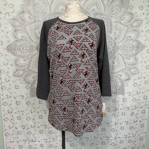 Nwt $35 Disney LuLaRoe Randy Tee T Shirt Tee Top Grey Red Minnie Raglan Bow L